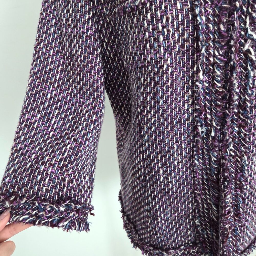 Vintage Purple Tweed Jacket Sz 12 Multicolor Y2K Alfred Dunner Old‎ Money Preppy - Picture 7 of 16